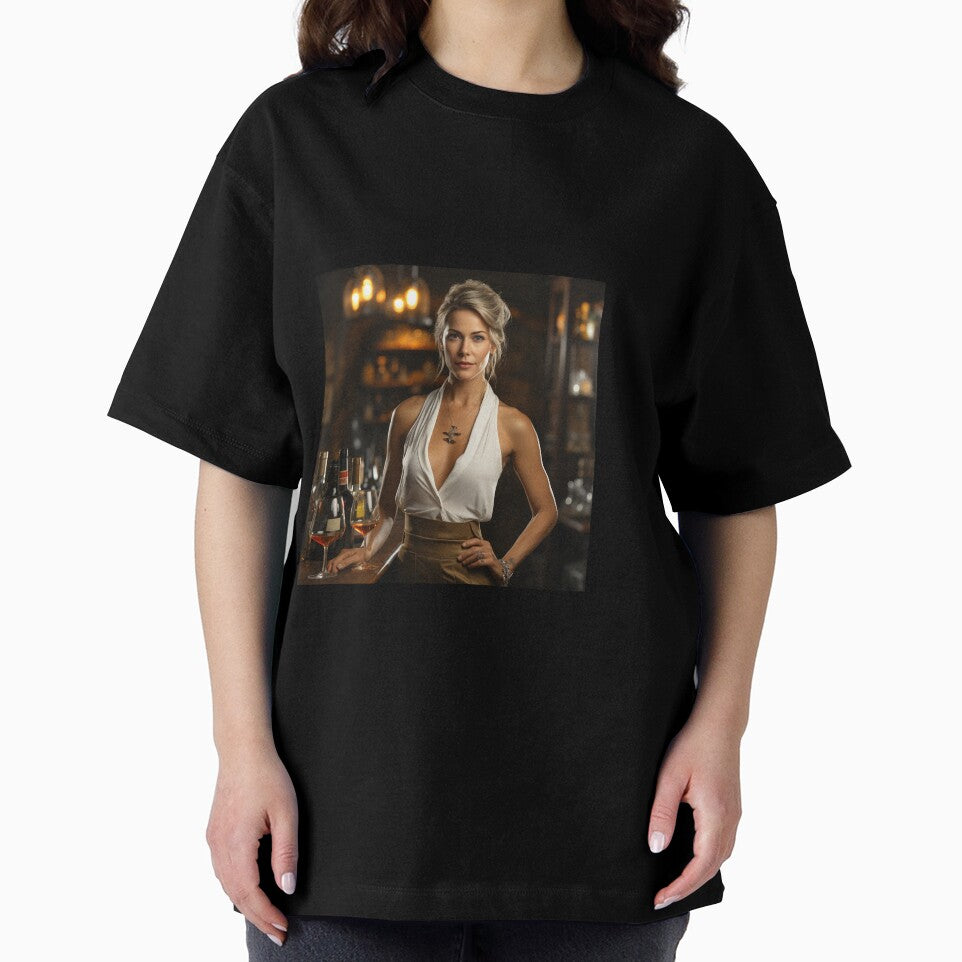 Lady Sommelier Pairing Wine for Upscale Restaurant by TheBrainArt