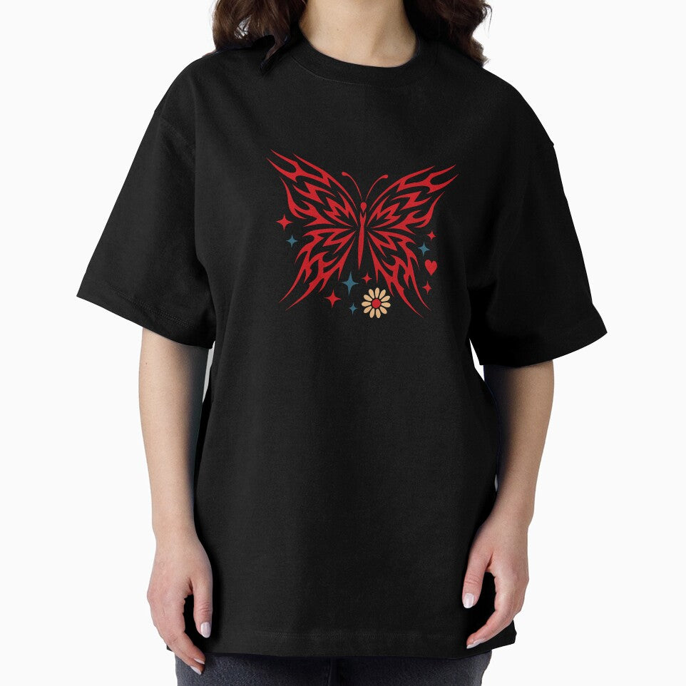 Tribal Red Butterfly Shirt – Bold Flame Wing Design by JonelCrafts Hoodie, Sweatshirt | BlankRebels.com (Image 2)