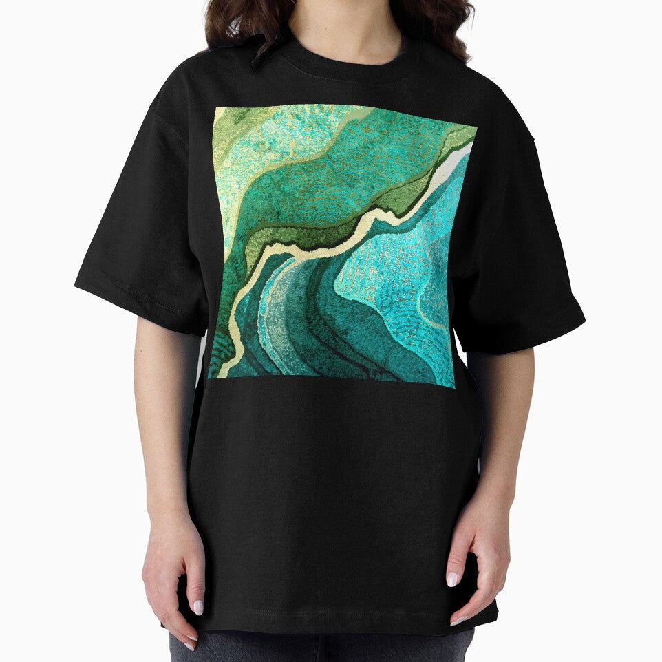 Rivers Of Green And Aqua Trendy Abstract Art by DEC02 T-Shirts, Hoodie, Sweatshirt | BlankRebels.com (Image 2)