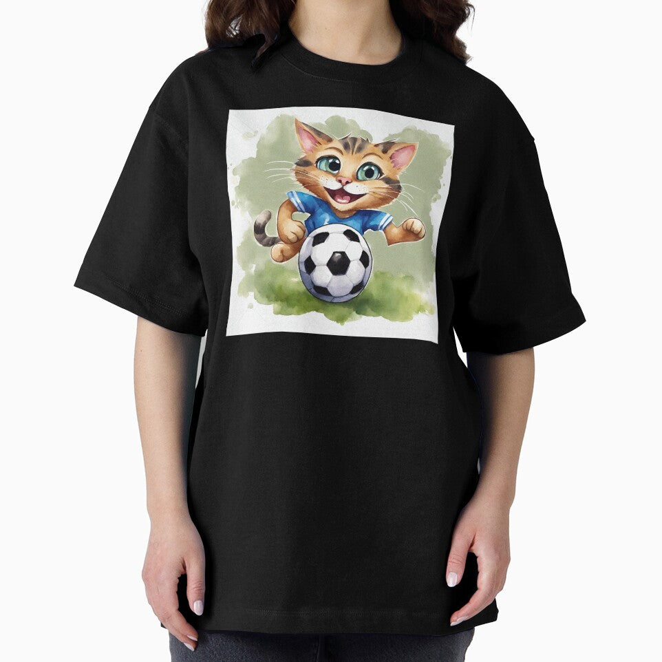 Cute Watercolor Cartoon Soccer Playing Cat by CarpanaBay