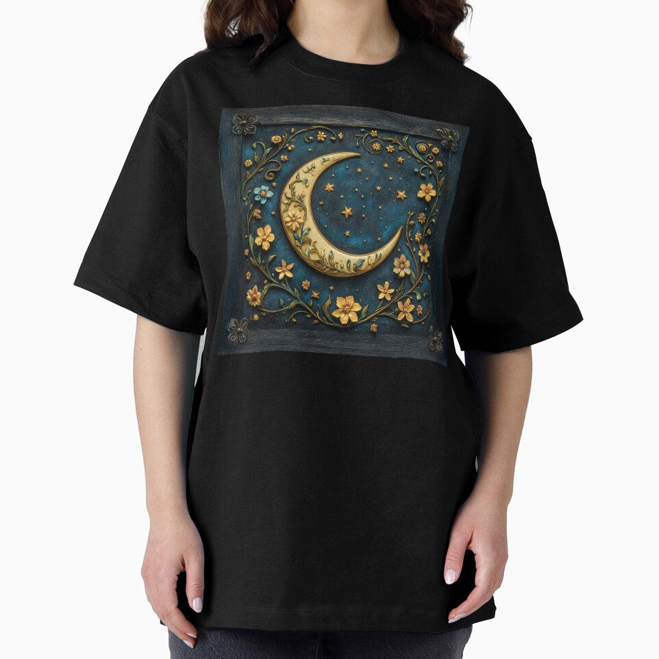 Gothic Dark Academia Crescent Moon, Wildflowers and Stars by MargaretWiktor T-Shirts, Hoodie, Sweatshirt (Image 2)