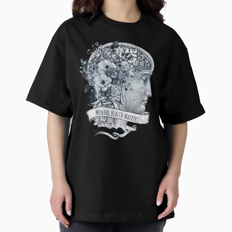 Brain blue anatomy floral mental health, brain psychology, Vintage style, mental health matters by Collagedream... (Image 2)