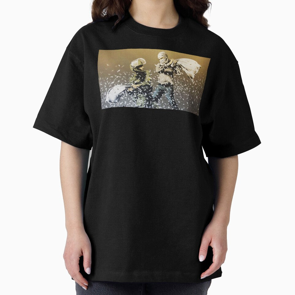Banksy Street Art - Israeli Soldier vs Palestinian Rebel Pillow Fight by WE-ARE-BANKSY