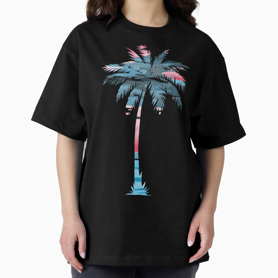 Palm Tree Pink and Blue Clouds by Unaiza Khalid