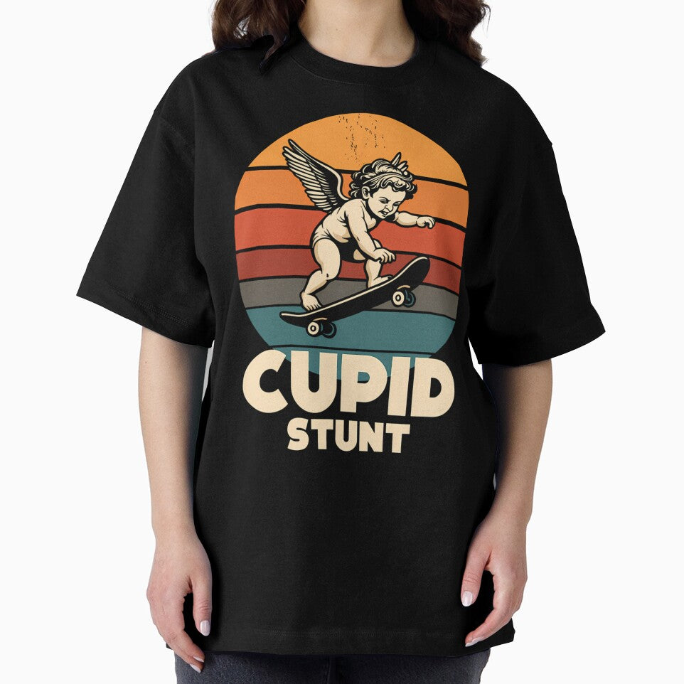 Funny Cupid Stunt Spoonerism Retro Skateboard Angel Skater by Kirari On God