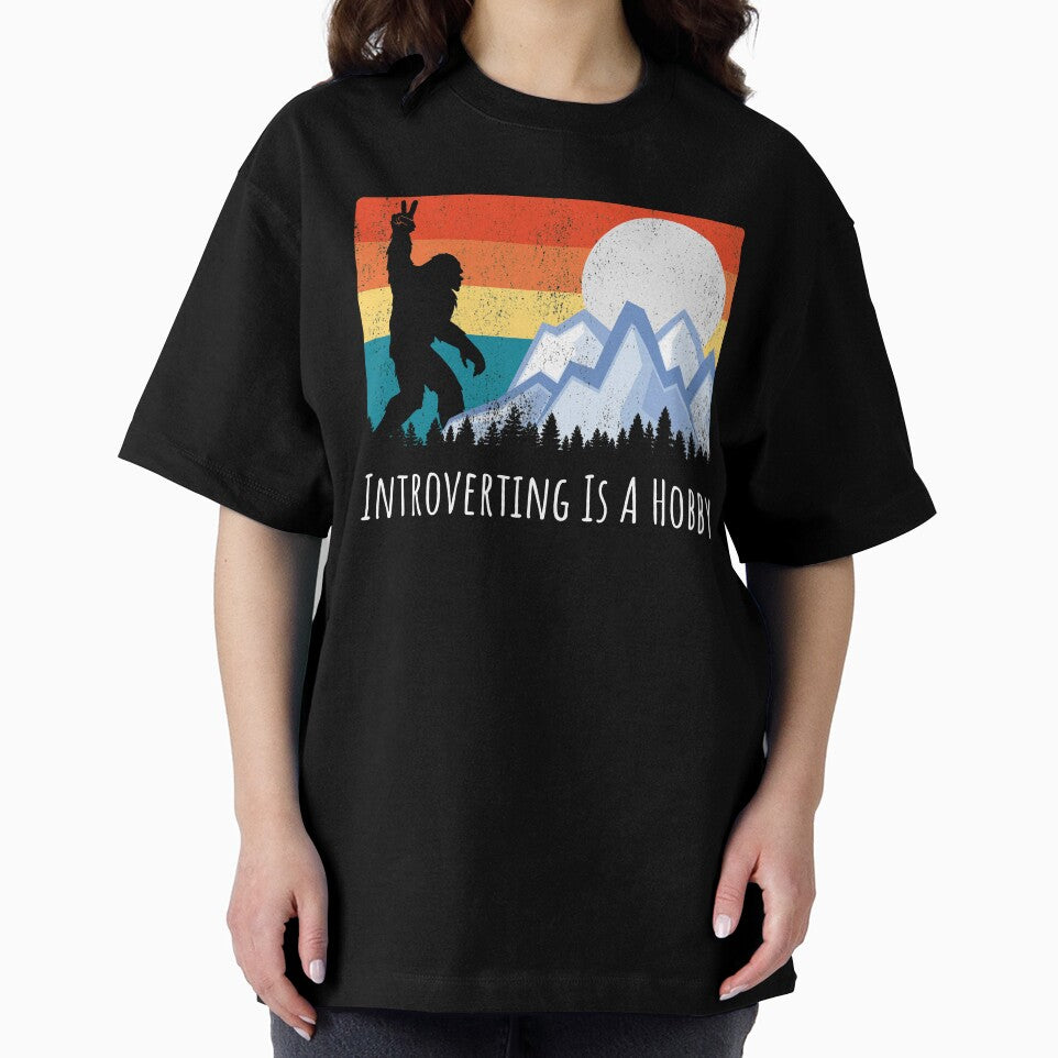 Bigfoot Introverting Is A Hobby Introvert Gift Vintage Retro by Funny Shirts Matter Hoodie, Sweatshirt (Image 2)