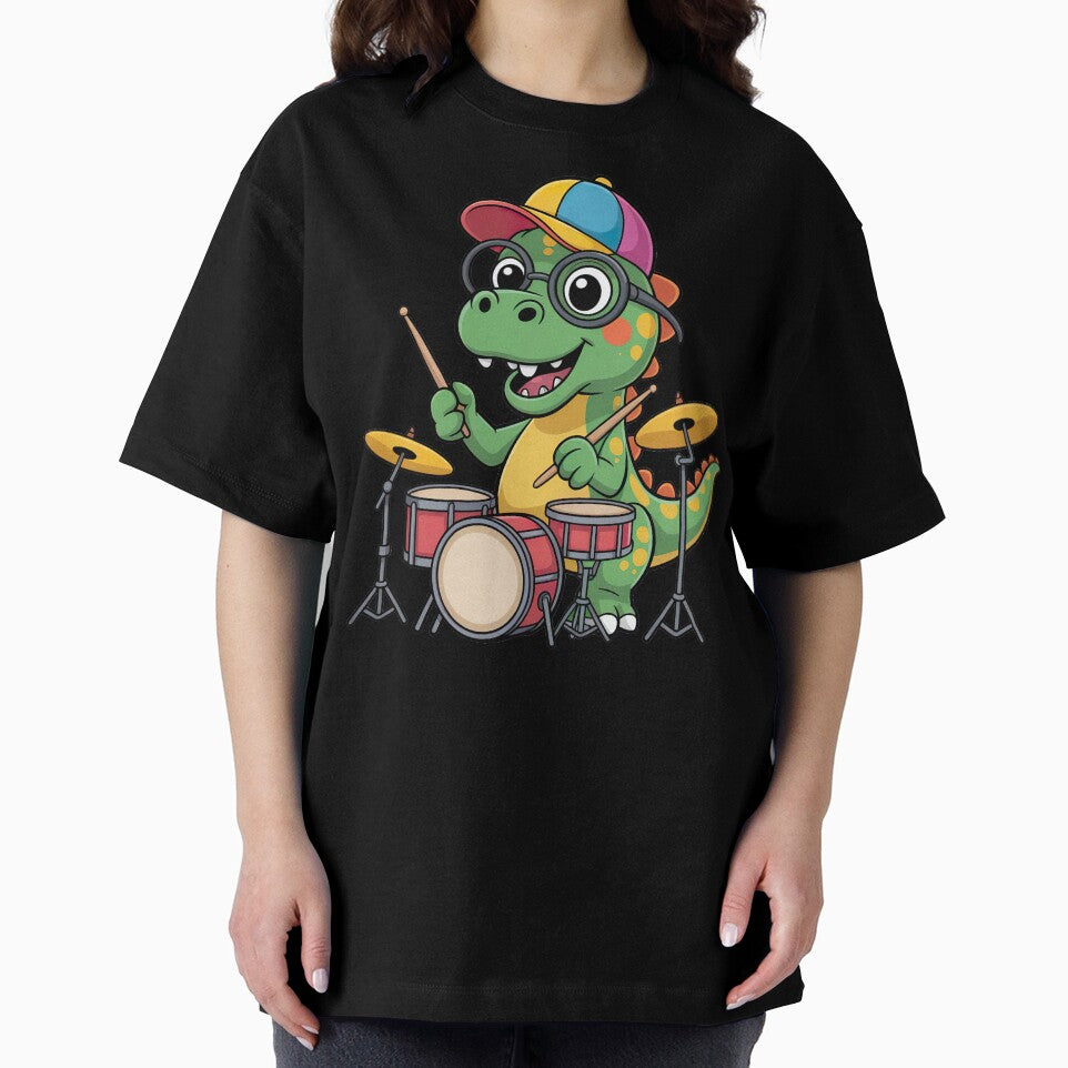 Cartoon Dinosaur, Cartoon Dinosaur Playing Drums by graphic-genie