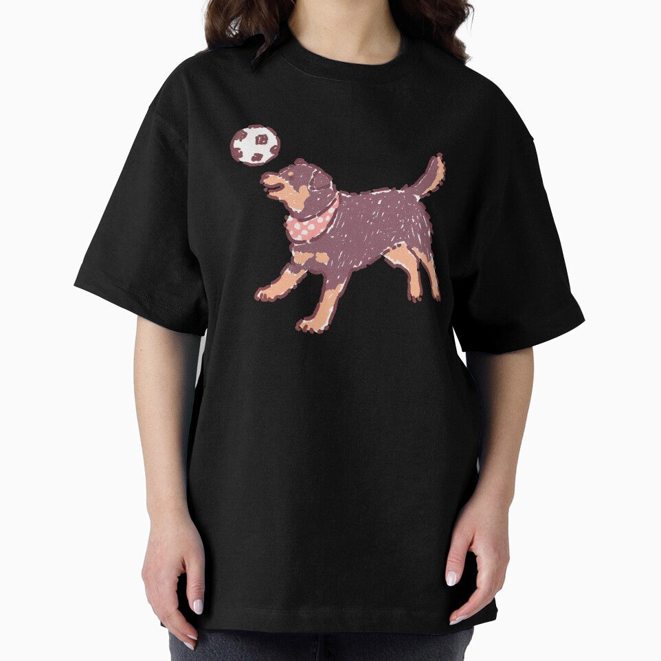 Soccer Football Rottweiler, playful textured illustration by Magnificent Lizard