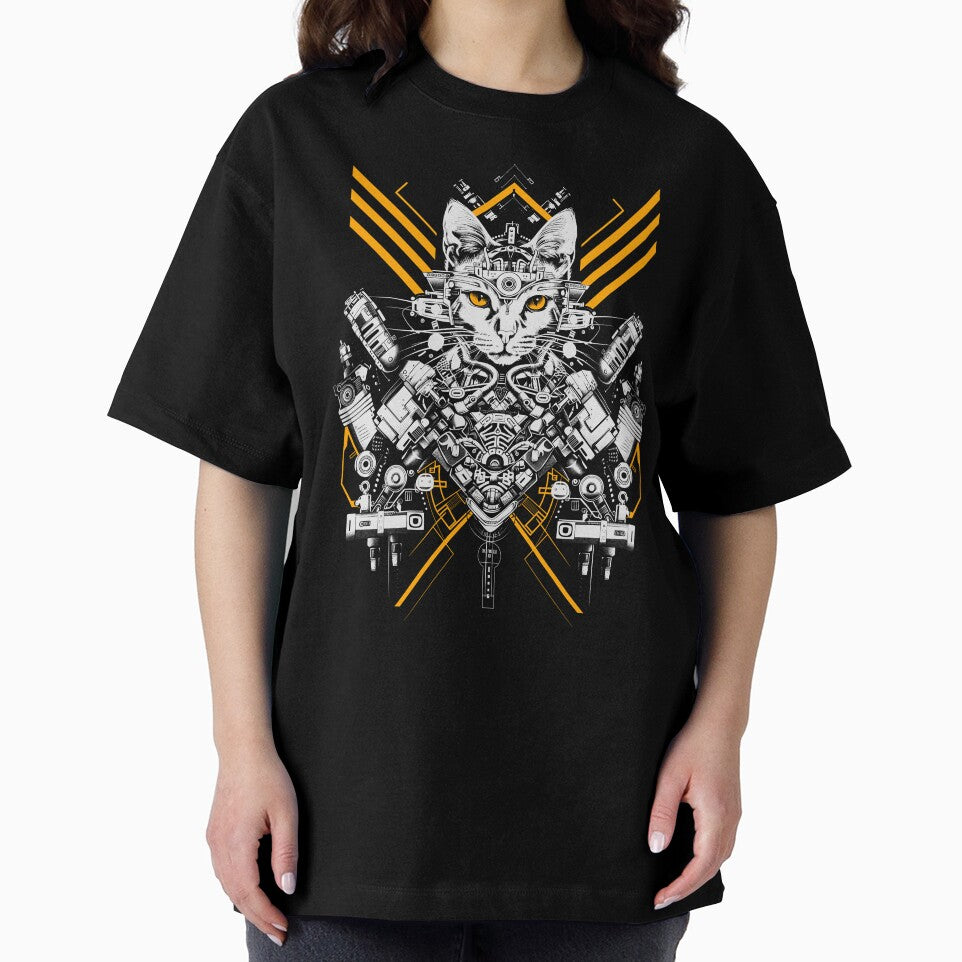 Robot Cat Cyberpunk Aesthetic Sci-Fi Illustration by Darmoks-Geeks T-Shirts, Hoodie, Sweatshirt | BlankRebels.com (Image 2)