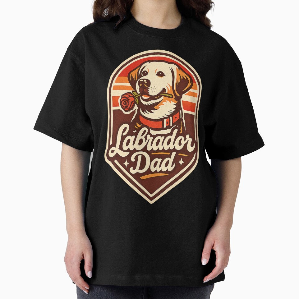 Labrador Dad Valentine Shirt – Retro Valentine's Day Dog Dad Gift with Rose by PawPrintCustom