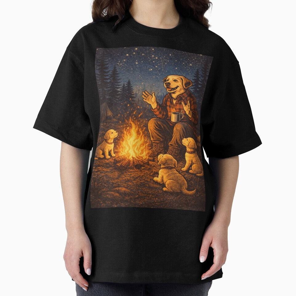 Camping Labrador Dad Storytelling – Campfire Night Scene by PawPrintCustom T-Shirts, Hoodie, Sweatshirt (Image 2)