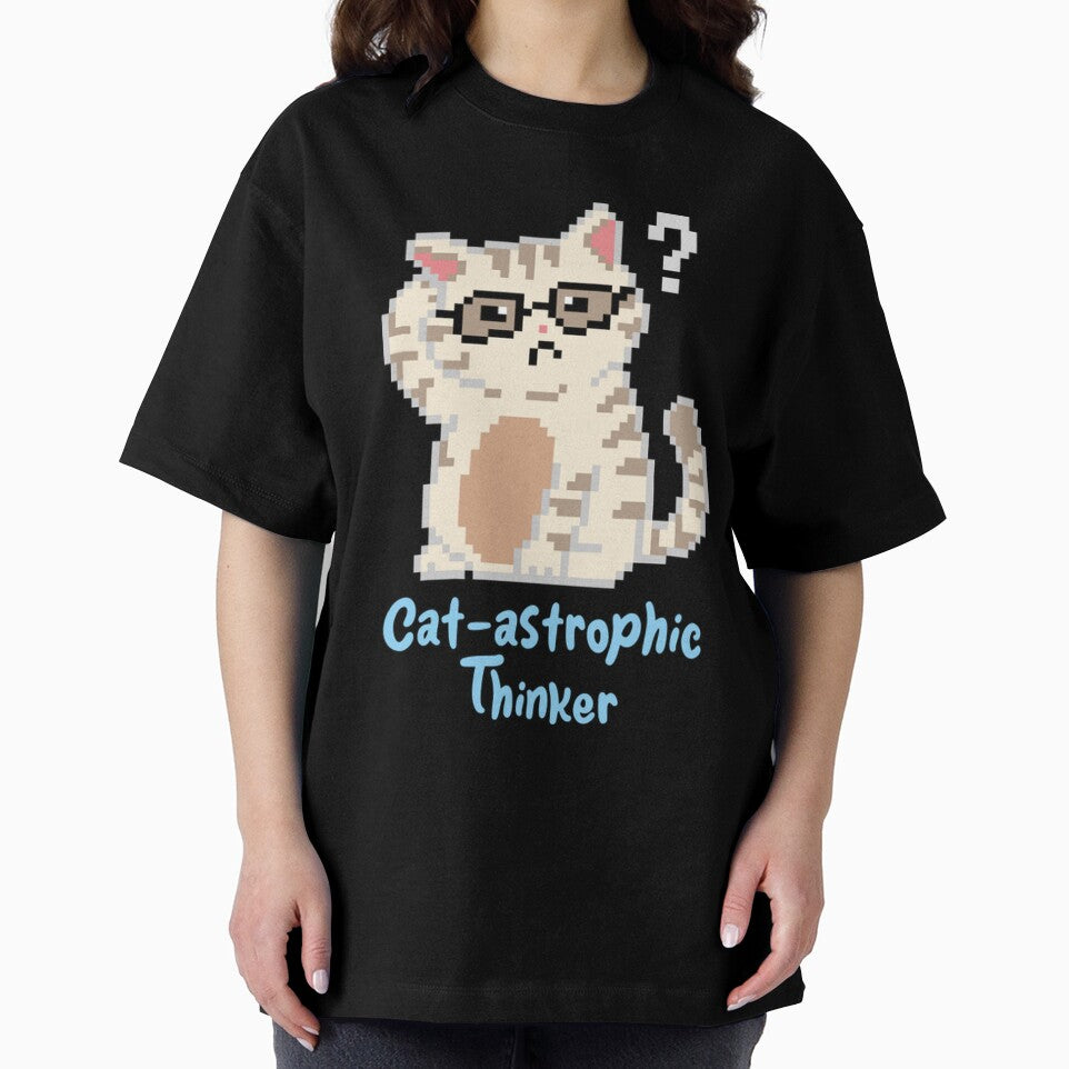 Cat Astrophic Thinker Funny Overthinking Pixel Cat by TheMemeAtelier T-Shirts, Hoodie, Sweatshirt | BlankRebels.com (Image 2)