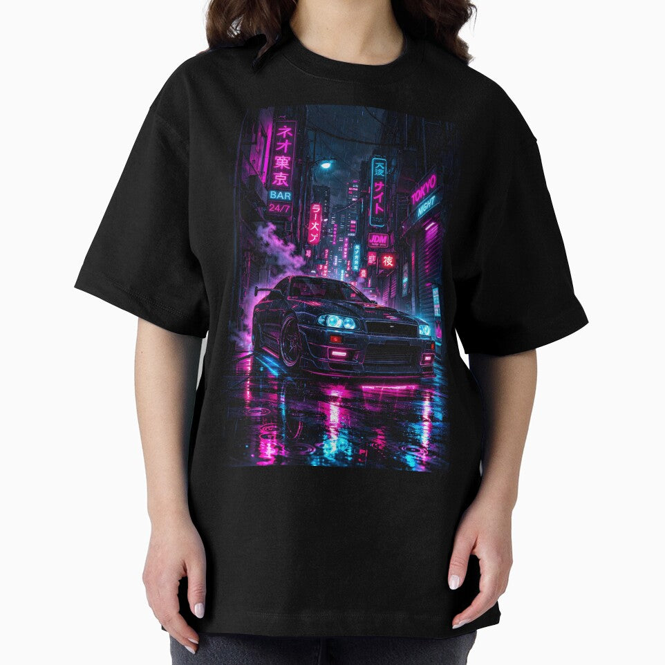 Neo-Tokyo Rainy Night JDM Cruiser - Retro Synthwave Art by peach1821 T-Shirts, Hoodie, Sweatshirt | BlankRebels.com (Image 2)