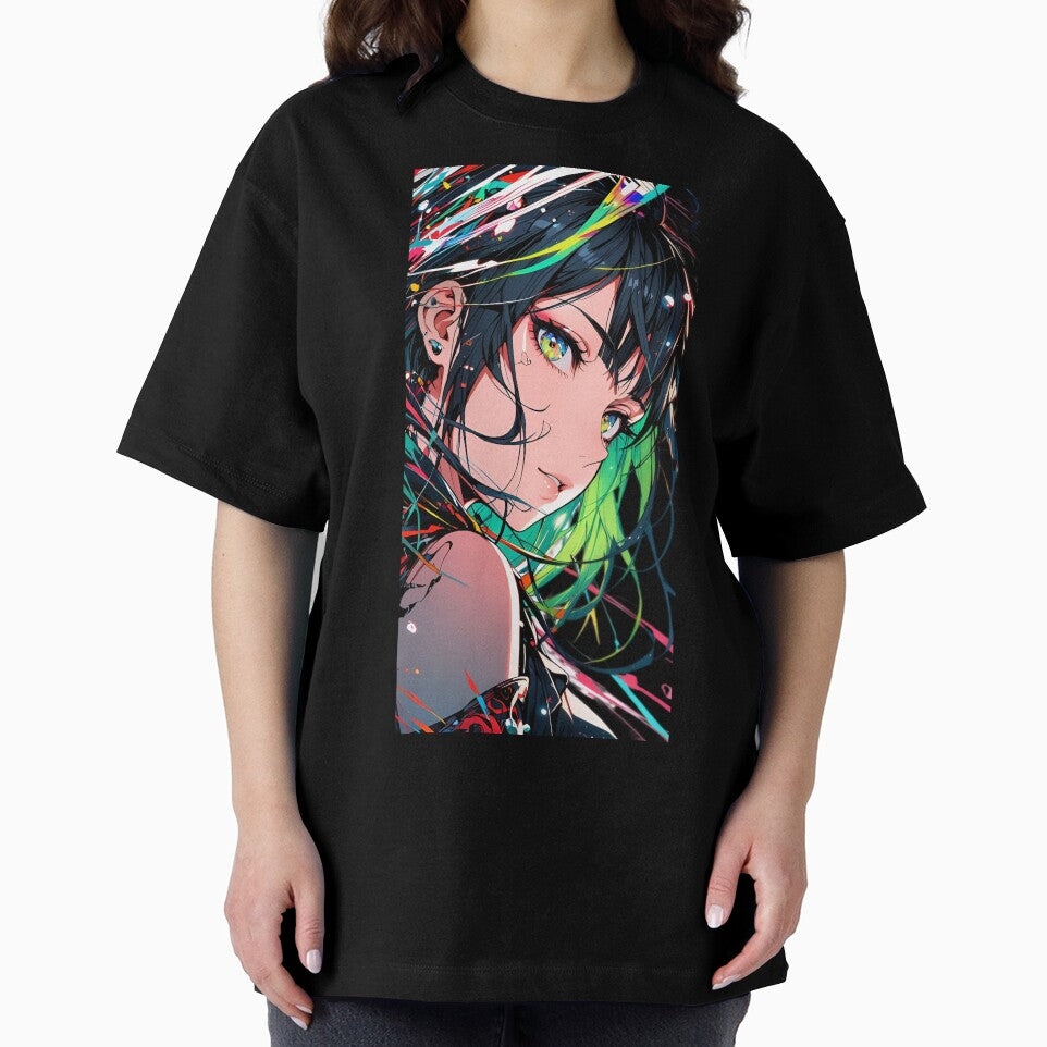 Vibrant Anime Girl Portrait – Colorful Cyberpunk Manga Aesthetic Art by Dyan4