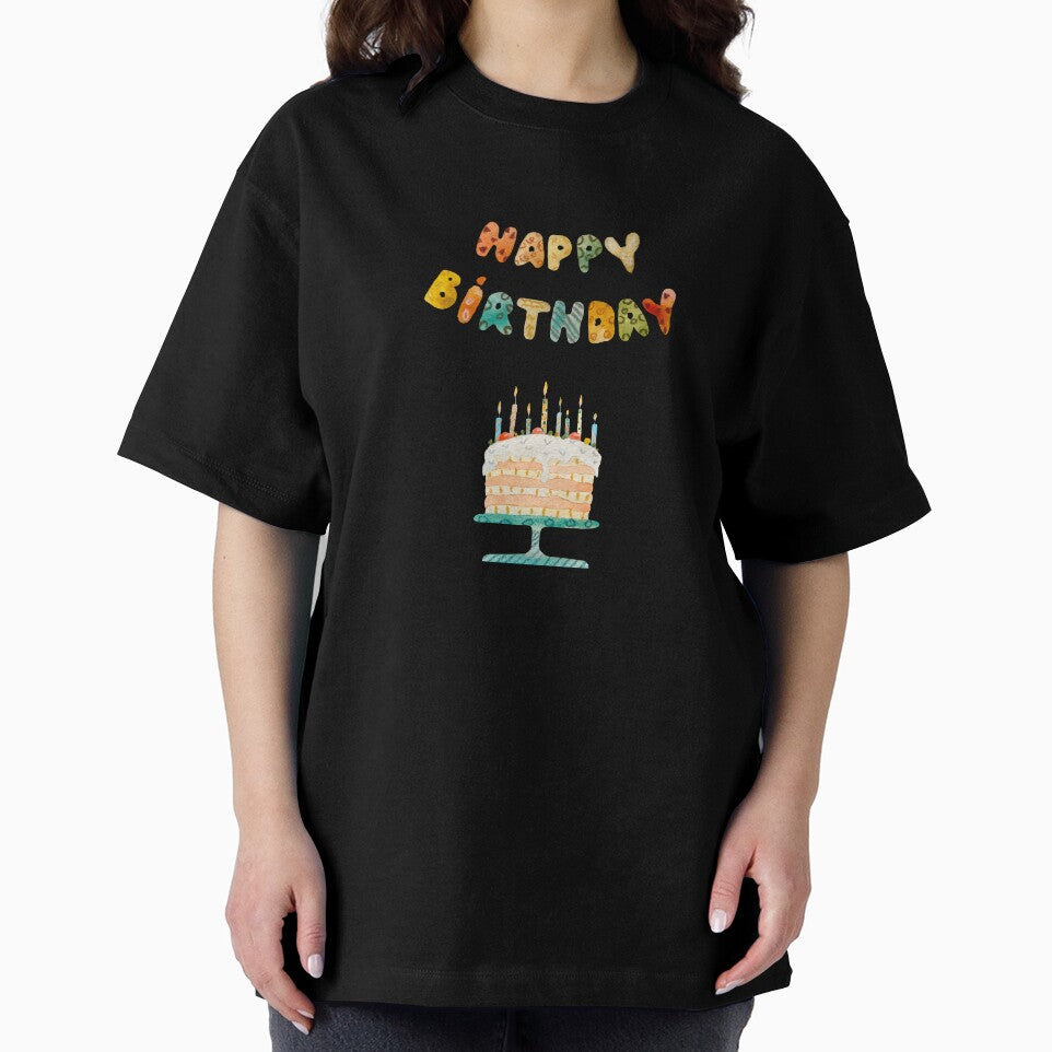 Cake candle happy birthday title watercolor sketch red by Yana Mustafina | Boho Soulful Designs T-Shirts,... (Image 2)