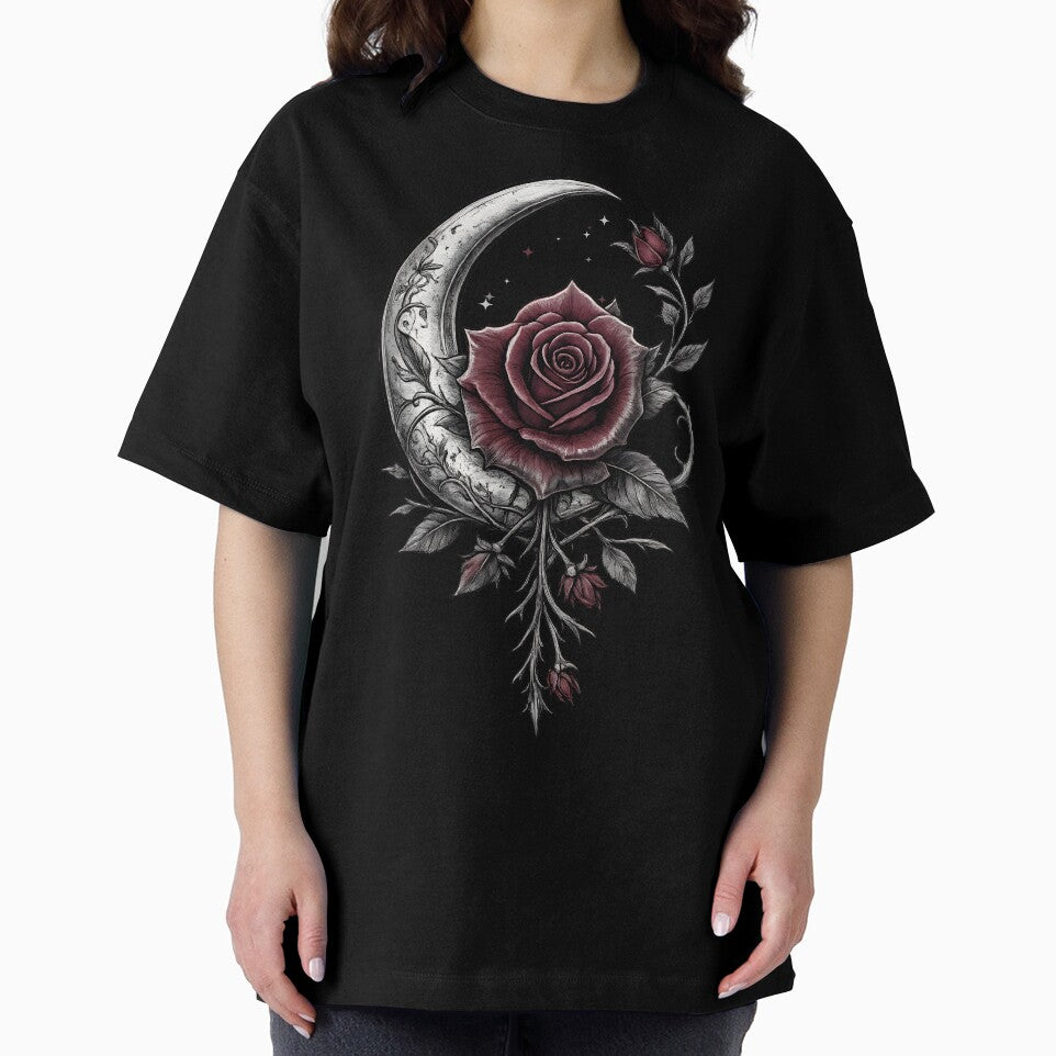 Gothic Rose Crescent Moon Dark Floral Art by MasCorner T-Shirts, Hoodie, Sweatshirt | BlankRebels.com (Image 2)