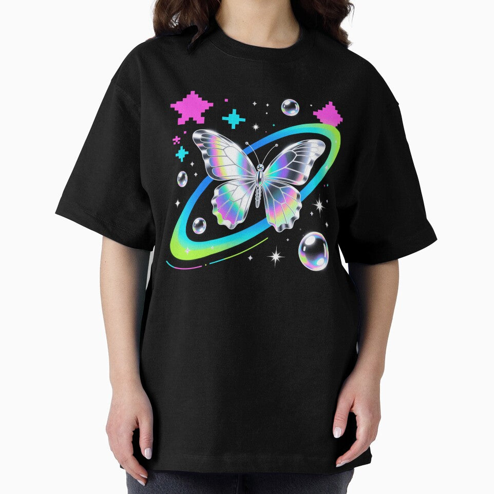 Neo Y2K Aesthetic Chrome Holographic Neon Digital Art by PillowShop ⭐⭐⭐⭐⭐ T-Shirts, Hoodie, Sweatshirt (Image 2)