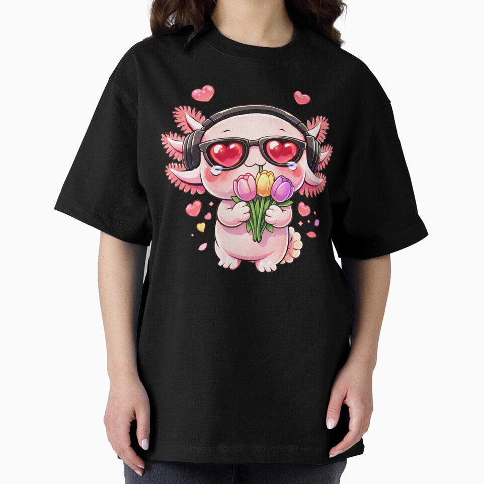Tulip Love Axolotl – Cute Kawaii Axolotl with Tulips Chibi Anime Art by ColorSplash123 T-Shirts, Hoodie, Sweatshirt (Image 2)