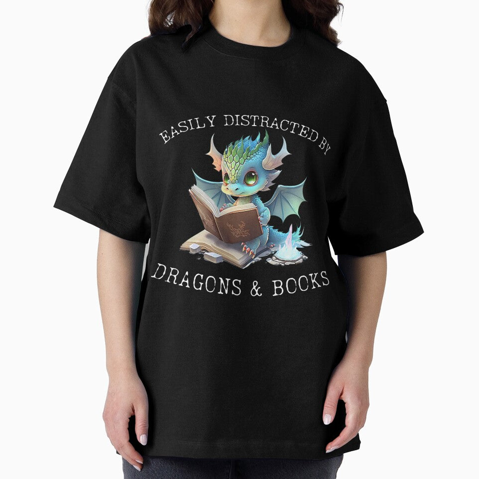 Easily Distracted By Dragons And Books Introvert Funny by muterialvarai T-Shirts, Hoodie, Sweatshirt (Image 2)