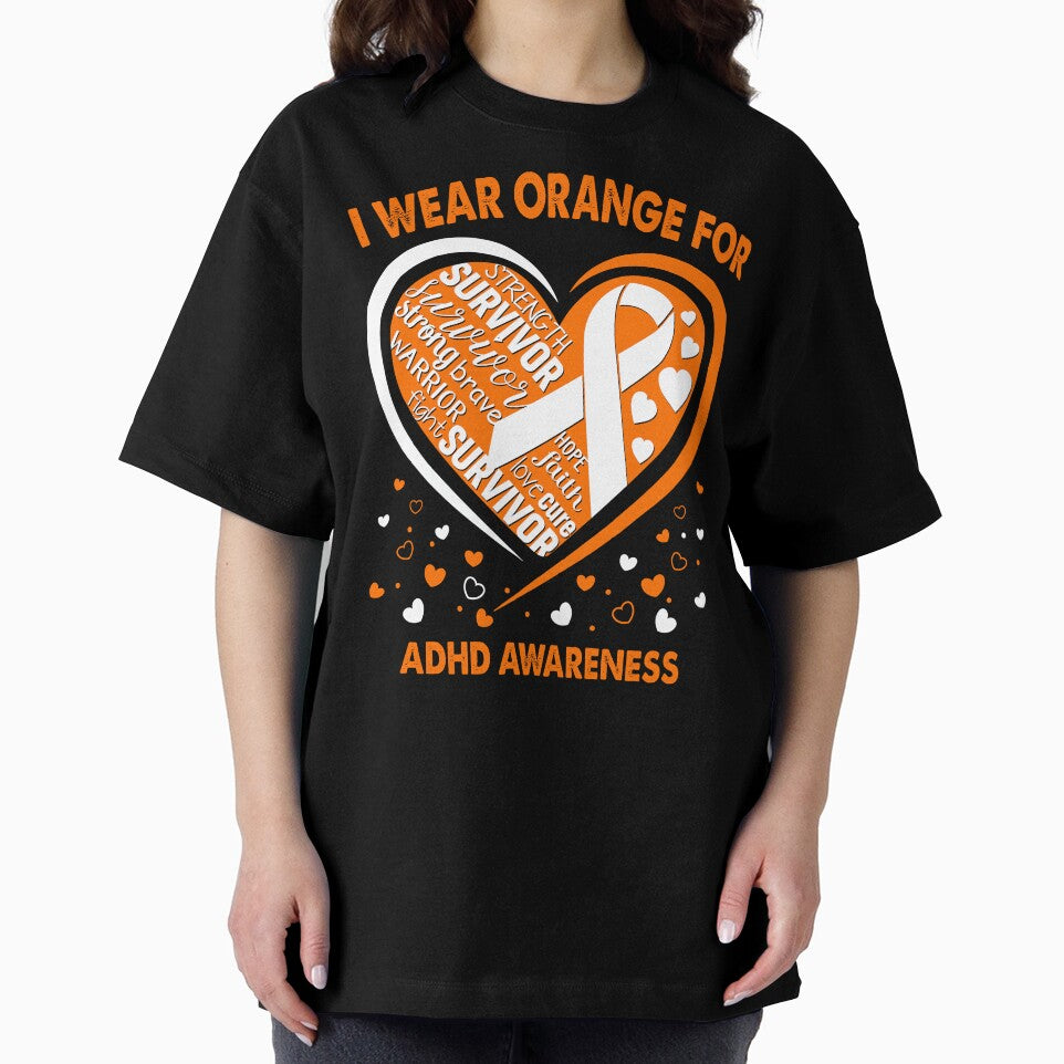 I Wear Orange For ADHD Survivor Heart Ribbon by heppenp T-Shirts, Hoodie, Sweatshirt | BlankRebels.com (Image 2)