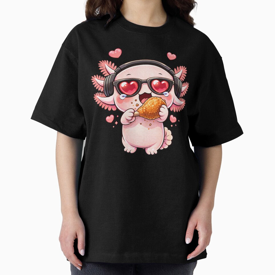 Fried Chicken Addict Axolotl – Cute Kawaii Axolotl Eating Fried Chicken Chibi Anime Design by ColorSplash123... (Image 2)