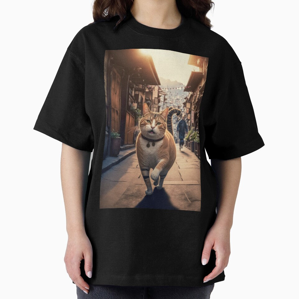 Cute Cat Walking Small Street T-Shirts, Hoodie, Sweatshirt