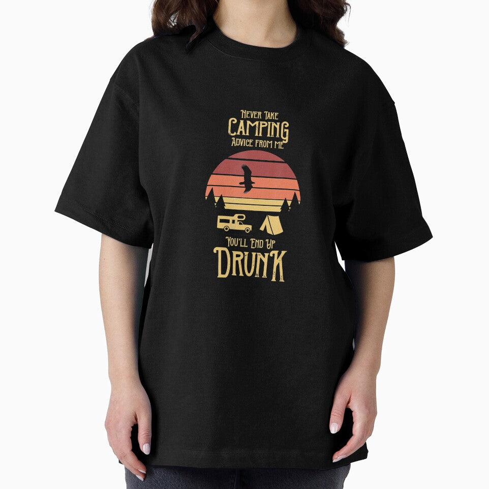 Retro Never Take Camping Advice From Me You Will End Up Drunk by Jutisi T-Shirts, Hoodie, Sweatshirt (Image 2)