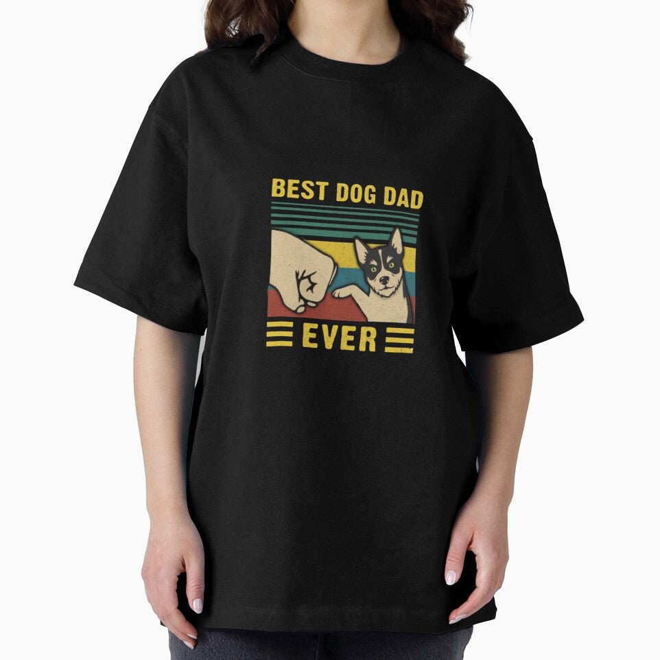 Best Dog Dad Ever — Retro Vintage Fist Bump Dog Illustration by Colorful-Garden T-Shirts, Hoodie, Sweatshirt (Image 2)