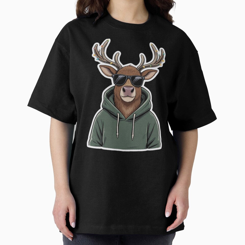 Cool Reindeer in Hoodie & Sunglasses | Funny Streetwear Christmas Design by ColorSplash123 T-Shirts, Sweatshirt (Image 2)