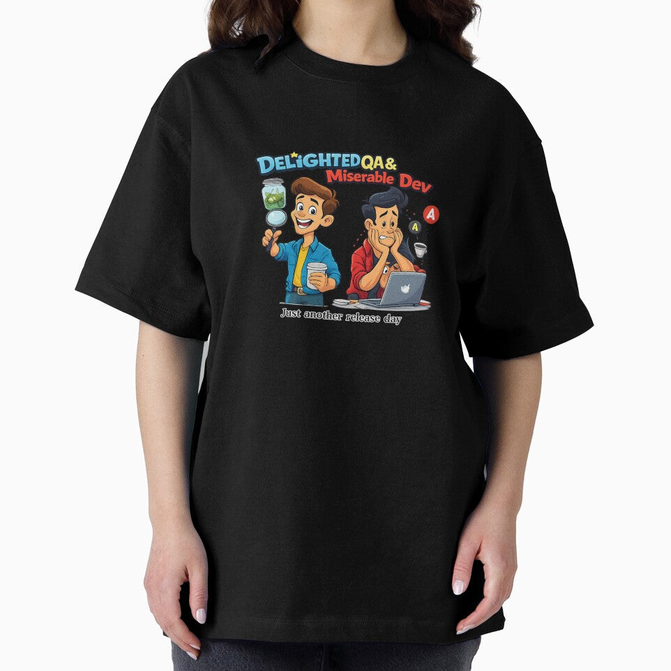 Delighted QA & Miserable Dev - Just Another Release Day by AleksKos T-Shirts, Hoodie, Sweatshirt | BlankRebels.com (Image 2)