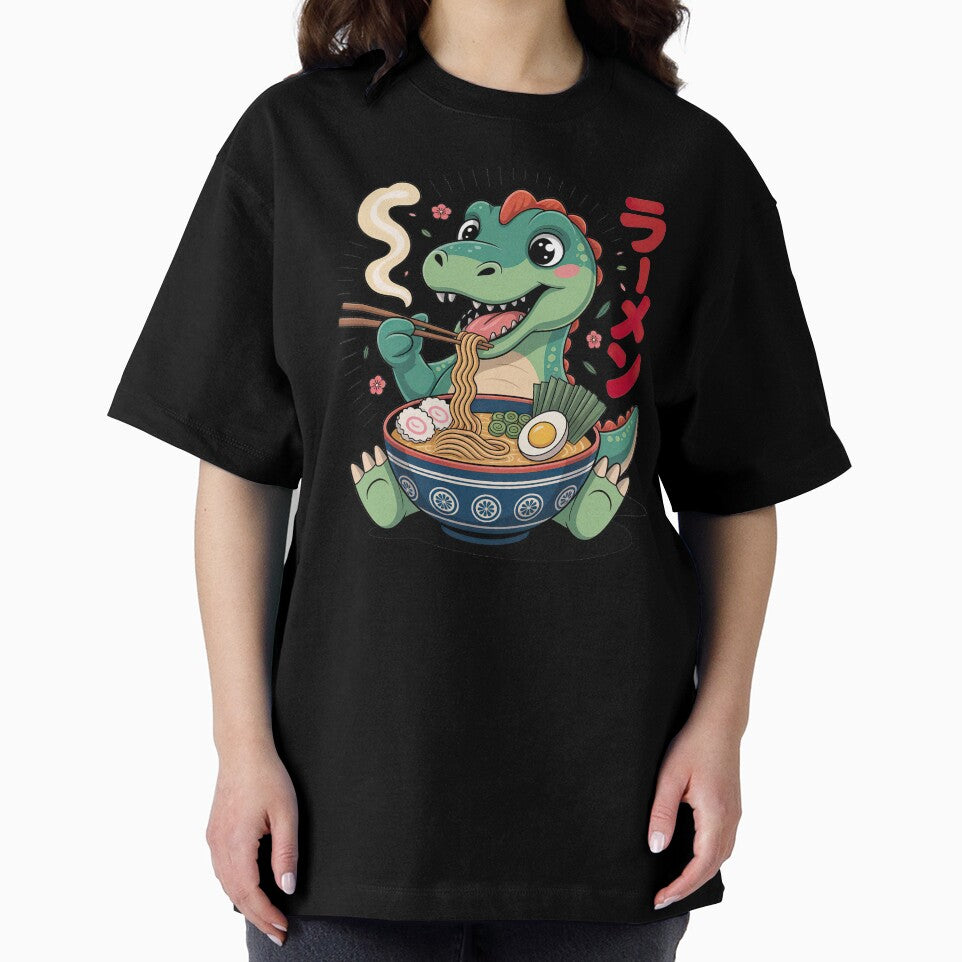 Cartoon Dinosaur, Cartoon Dinosaur Eating Ramen by graphic-genie