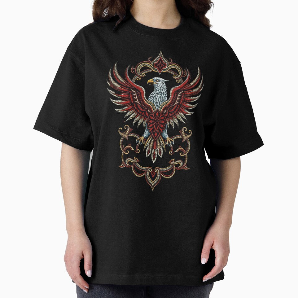 Ornate Red and Gold Eagle Embroidery Print for Apparel and Accessories by TheGaliyaStudio T-Shirts, Hoodie,... (Image 2)