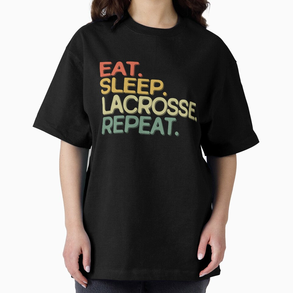 Eat Sleep Lacrosse Repeat - Funny Retro Vintage Colors Typography Satire by FunnyHomeQuotes