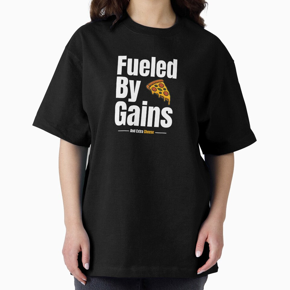 Fueled By Gains And Extra Cheese by TheFineShirt T-Shirts, Hoodie, Sweatshirt | BlankRebels.com (Image 2)