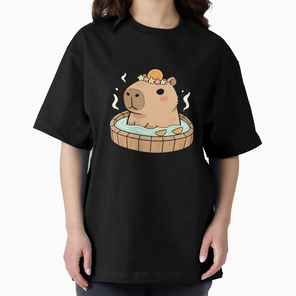 Cute Capybara in Hot Spring – Relaxing Onsen Animal Design by Imaginationbeyond T-Shirts, Hoodie, Sweatshirt (Image 2)