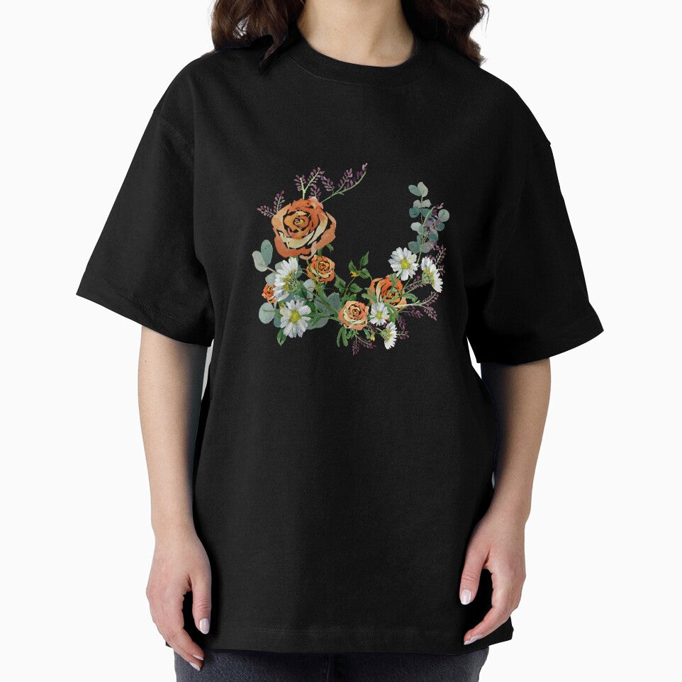 Flower rose daisy branch design a watercolor black by Yana Mustafina | Boho Soulful Designs