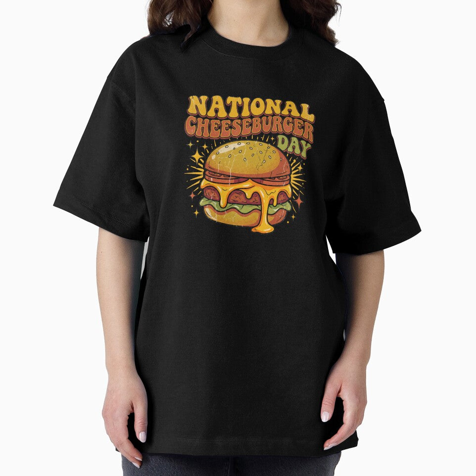 Retro Cheeseburger T-Shirt – National Cheeseburger Day by Vrixat