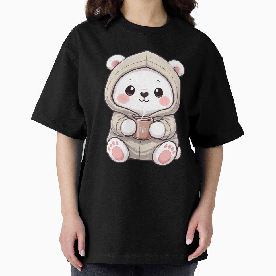 Cute Kawaii Polar Bear with Hot Chocolate | Cozy Winter Chibi Bear by ColorSplash123 T-Shirts, Hoodie, Sweatshirt (Image 2)