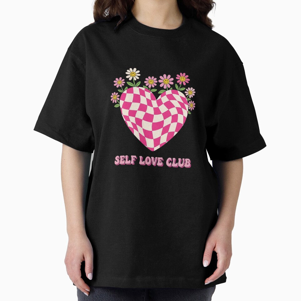 Self Love Club - Retro Checkerboard Heart T-Shirt by Atlasera Studio Hoodie, Sweatshirt | BlankRebels.com (Image 2)