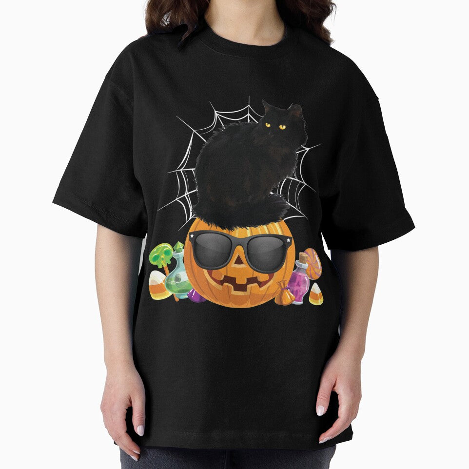 Black Cat Halloween Pumpkin Jack O Lantern Sweat by LaThresRice T-Shirts, Hoodie, Sweatshirt | BlankRebels.com (Image 2)