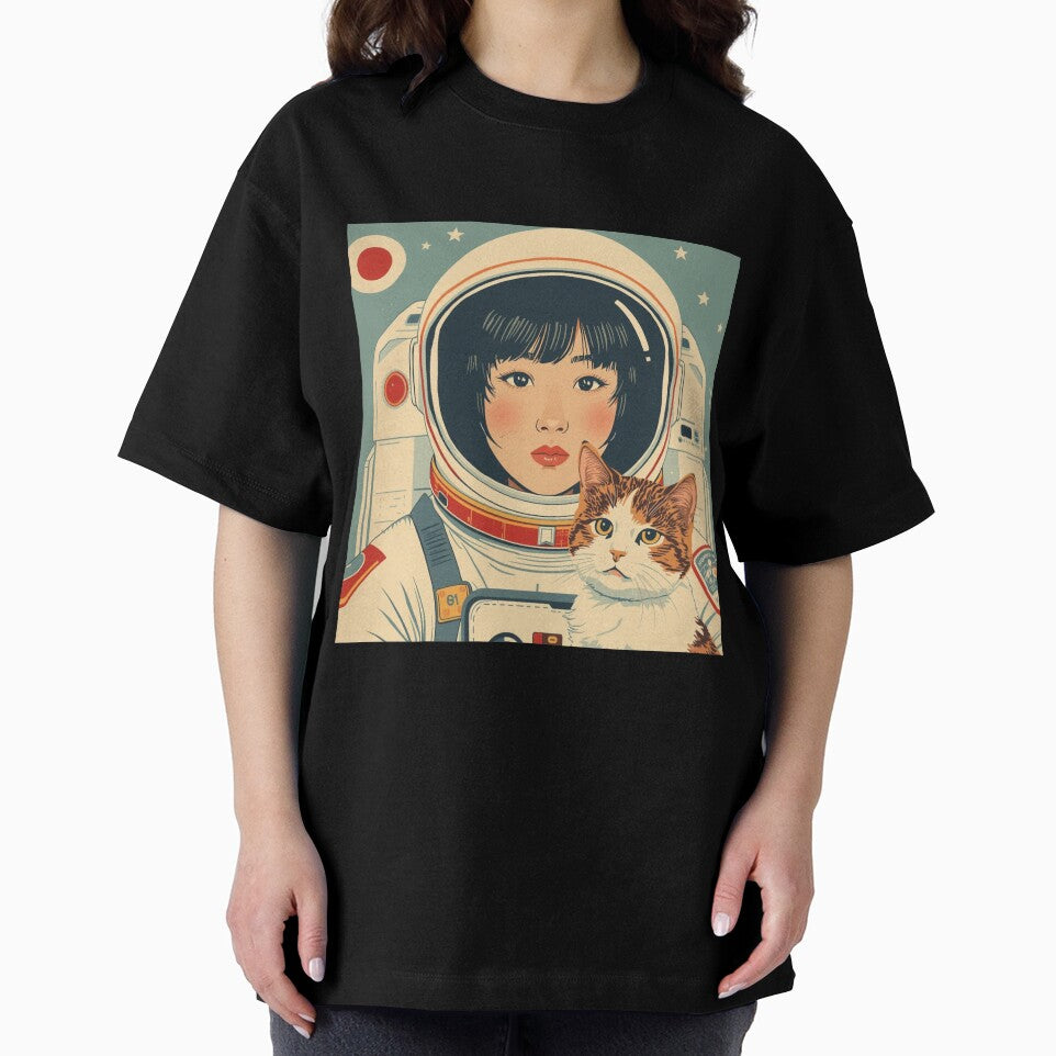 Vintage Astronaut Girl with Cute Cat Japan by Vintage City T-Shirts, Hoodie, Sweatshirt | BlankRebels.com (Image 2)