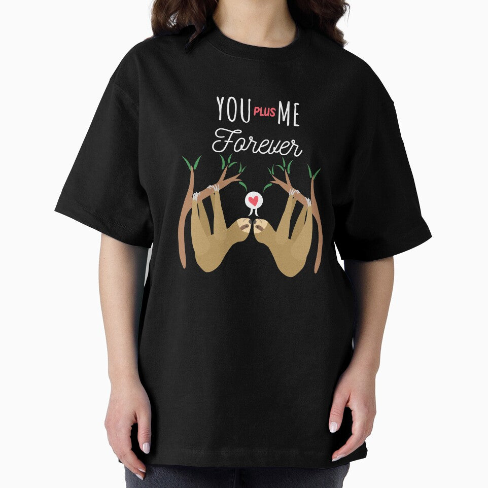 Cute Valentine Shirt, You Plus Me Forever, Couples TShirts, Sloth Shirt for Sloth Lovers, Happy Valentines Day,... (Image 2)