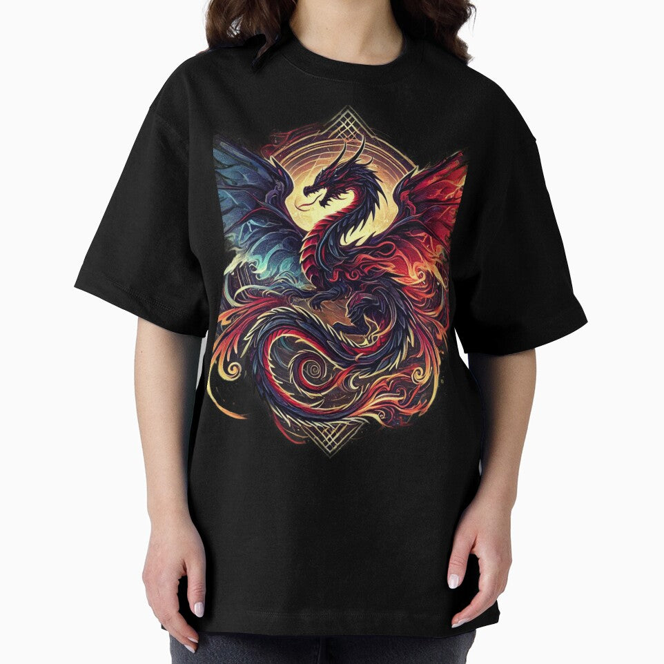 ? Cyber Mystic Dragon – Tribal & Futuristic Fantasy Art by InspiroPrints T-Shirts, Hoodie, Sweatshirt (Image 2)