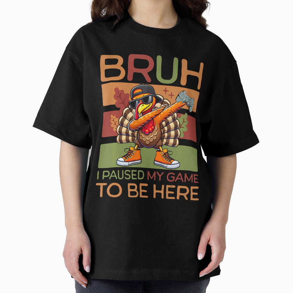 Bruh I Paused My Game To Be Here Thanksgiving Kid Boys Gamer by LunaDangelo T-Shirts, Hoodie, Sweatshirt (Image 2)