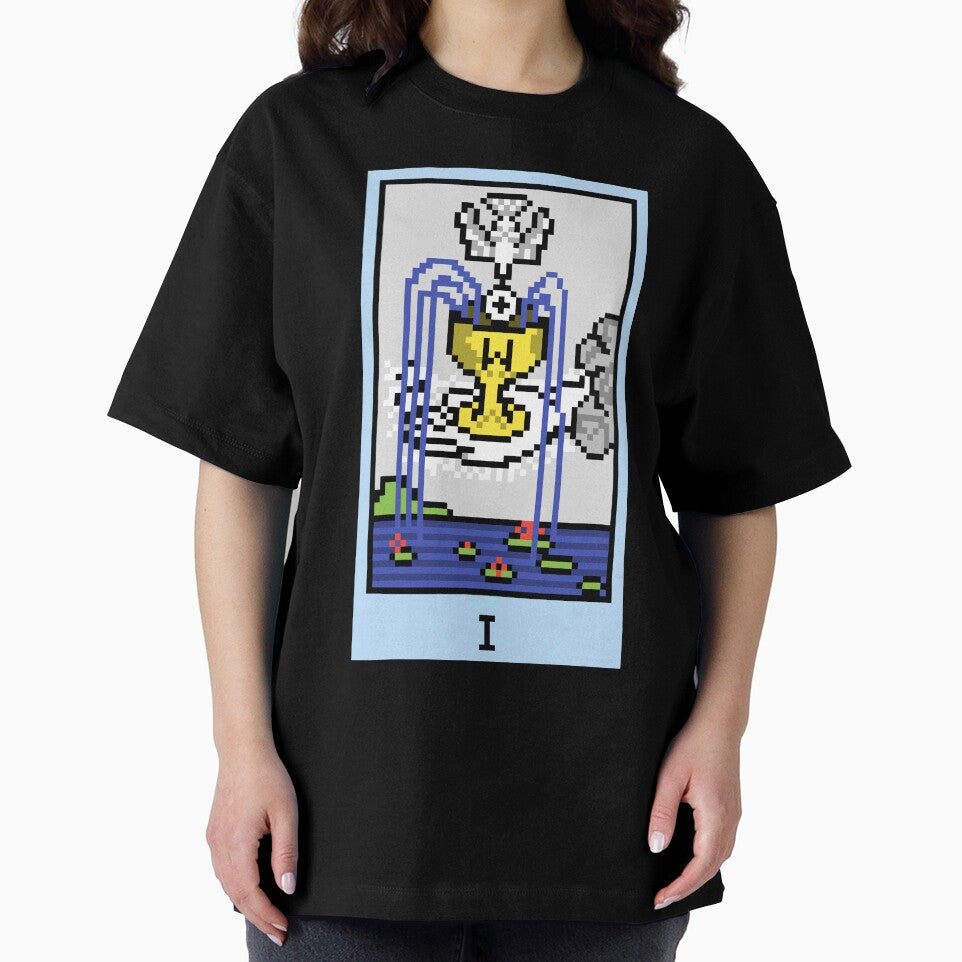 Wait, is this pixel art tarot? Green - Minor Arcana 'Ace of Cups' (Design for T-shirt, stickers and other... (Image 2)
