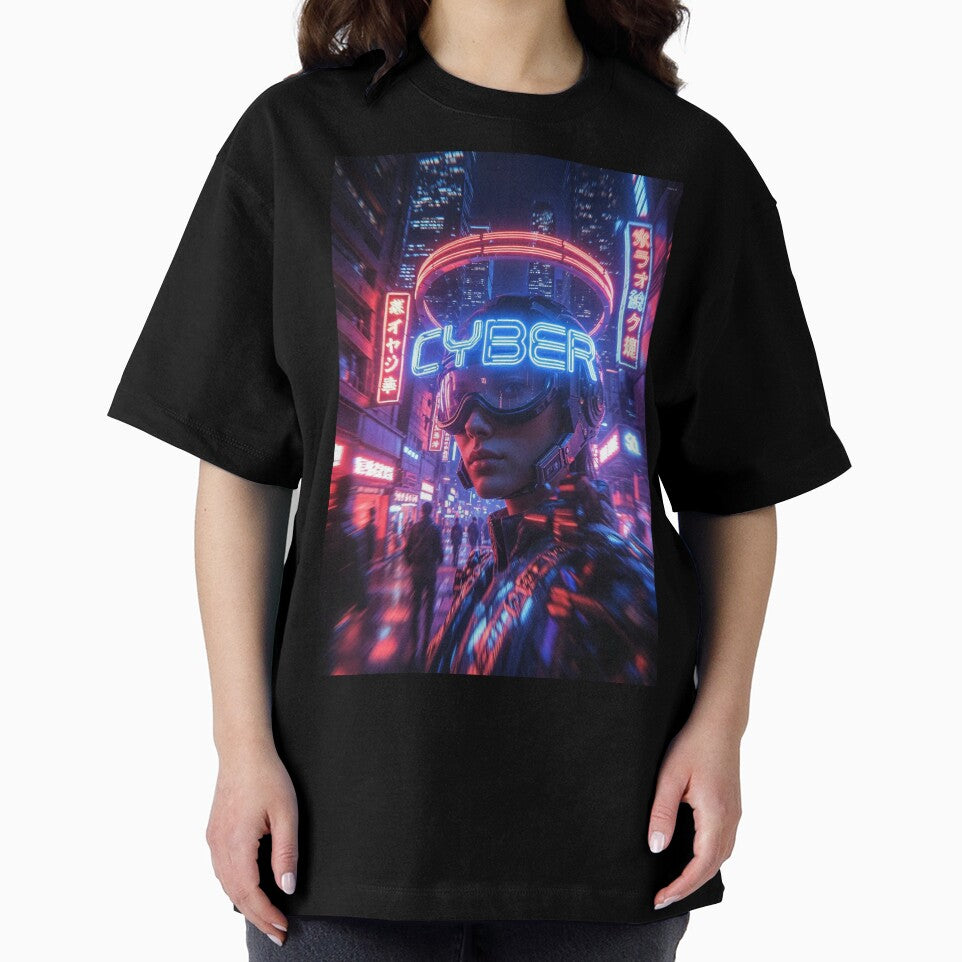 Cyberpunk Neon Halo Girl – Futuristic Goggles Helmet CYBER Ring Tokyo Night T-Shirts, Hoodie, Sweatshirt