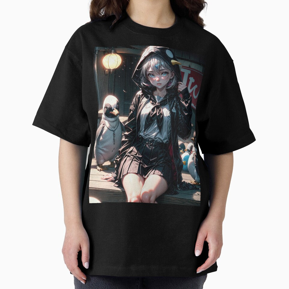 Gothic anime girl with penguins portrait art by TheArtistOf2022 T-Shirts, Hoodie, Sweatshirt | BlankRebels.com (Image 2)