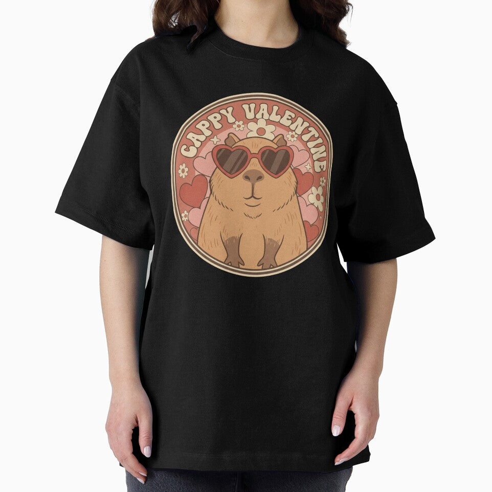 Groovy Capybara Valentine Retro Heart Sunglasses Aesthetic by TSE DESIGN T-Shirts, Hoodie, Sweatshirt (Image 2)