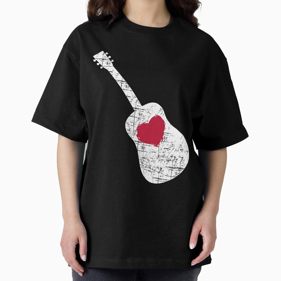 Acustic Guitar with Heart Grunge Dark Style Design for Guitars Lovers by StanPera T-Shirts, Hoodie, Sweatshirt (Image 2)
