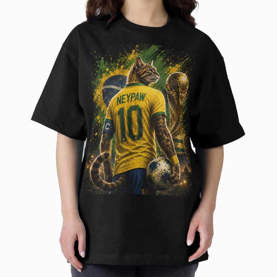 NeyPaw 10 Cat Football Legend - Brazilian Soccer Cat Champion Art by BlackCat Vibe